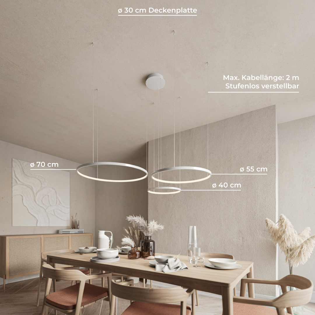 LED Hanglamp Ringen Zwart Wit Goud Dimbaar 70W Aluminium Modern | Sansoti