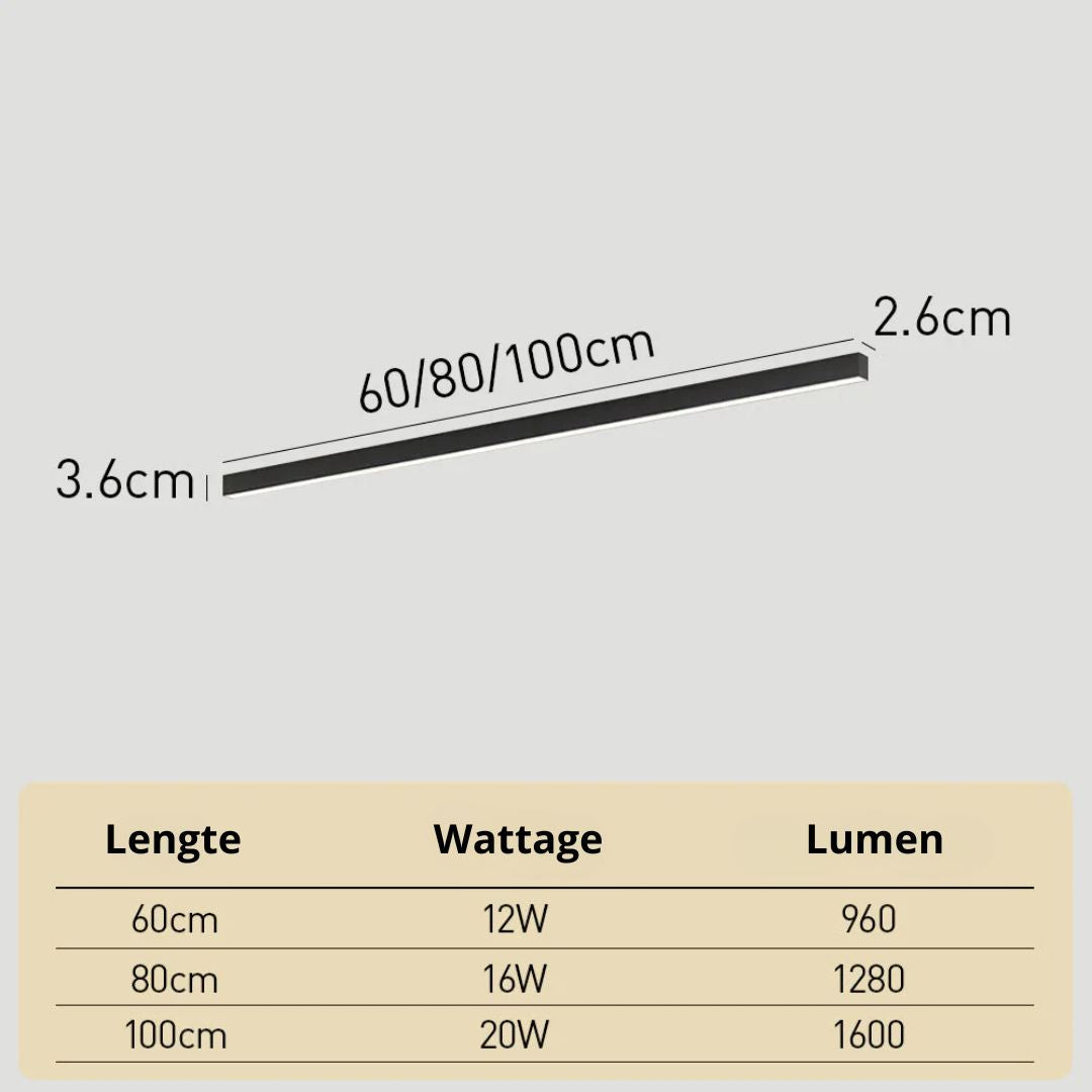 LED Deckenleuchte Schwarz Langgezogen Modern für Wohnzimmer Flur Schlafzimmer Minimalistische Deckenbeleuchtung Innen | Restfield