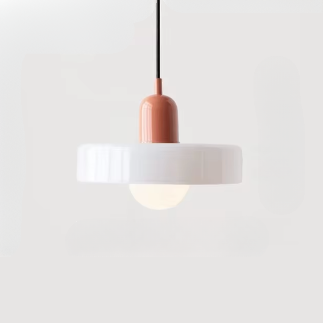 Glazen Hanglamp met Dubbele Kleurkap – Moderne Bauhaus-Stijl Verlichting voor Woon- en Eetkamer | Sansoti