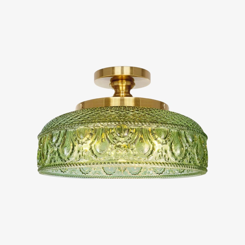 Geribbelde Glazen Plafondlamp met Metalen Armatuur – Minimalistische Verlichting voor Slaapkamer en Gang | Sansoti