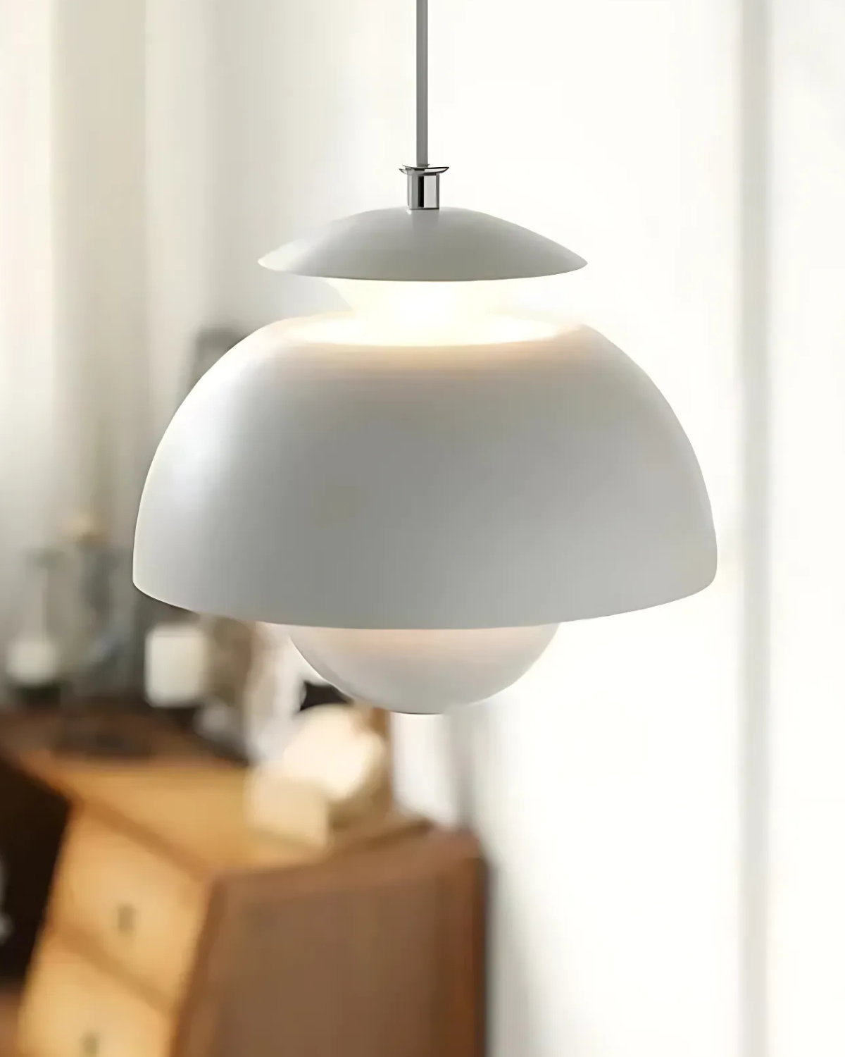 Minimalistische Hanglamp Wit Rond Design Scandinavisch Interieur Eetkamer Slaapkamer Woonkamer Sfeerverlichting | Sansoti