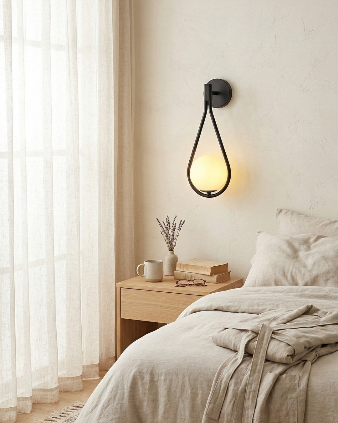 Nordische Wandlamp met Glazen Bol — Minimalistische Verlichting voor Scandinavische Interieurs | Sansoti