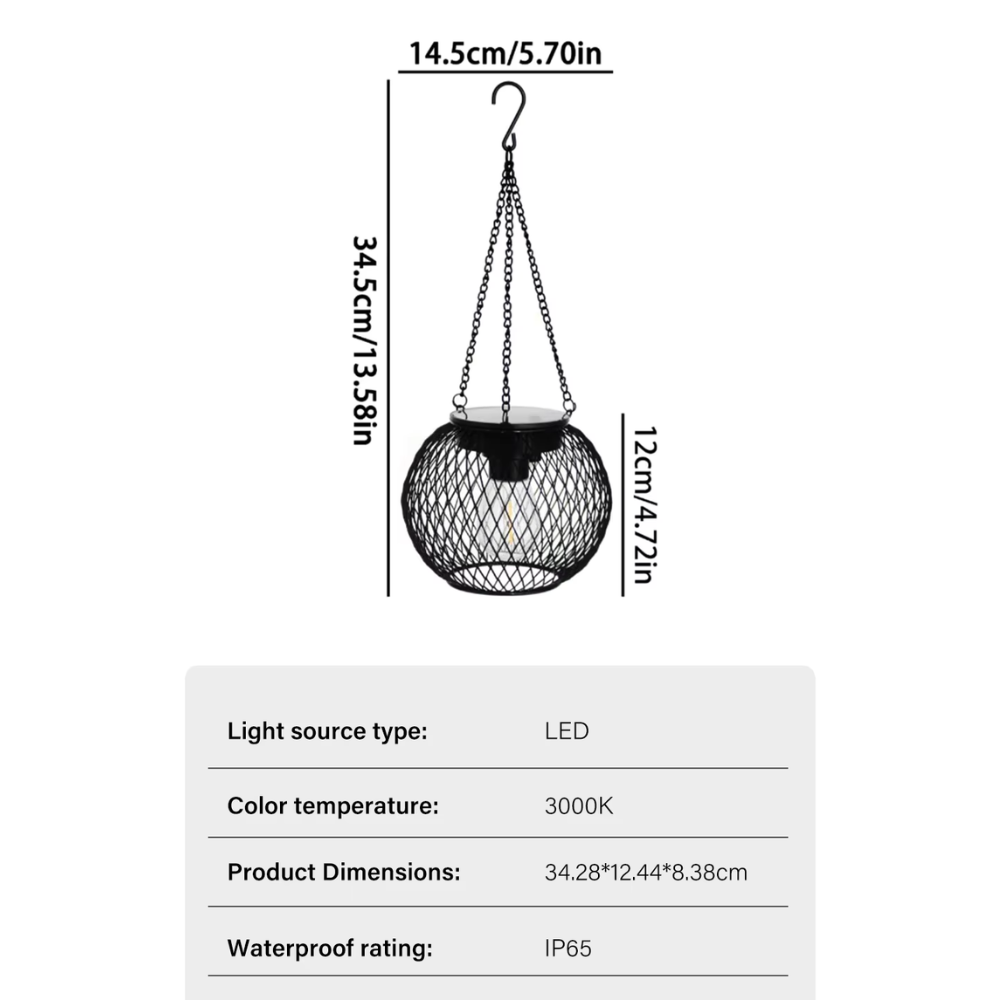 Solar Garden Lantern with Automatic Dusk Sensor IP65 Waterproof Hanging LED Outdoor Lighting for Garden | Sansoti