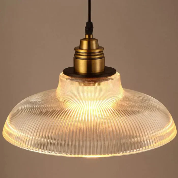 Suspension en verre avec verre côtelé et lumière chaude pour salle à manger, salon et cuisine | Restfield