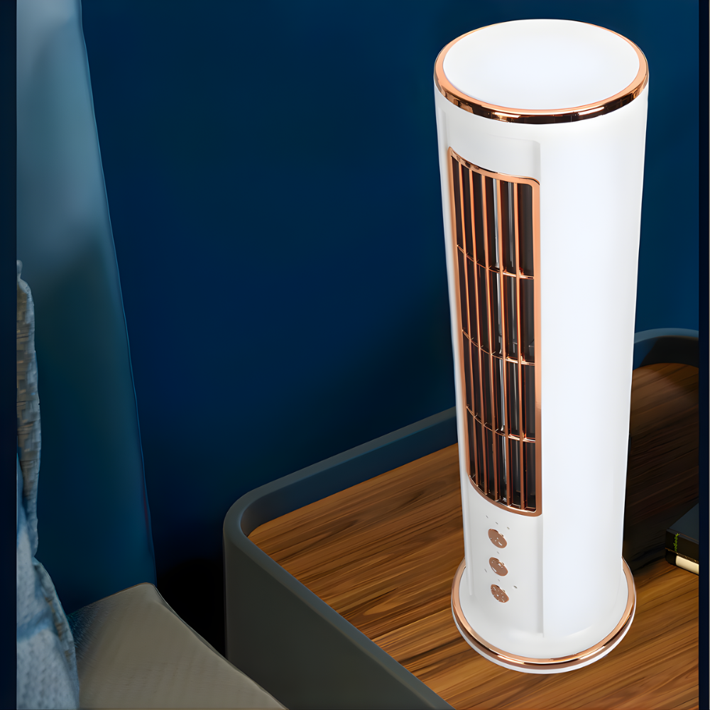 Compact Table Fan USB Rechargeable 3 Speeds Whisper Quiet Bladeless for Office Bedroom | Sansoti