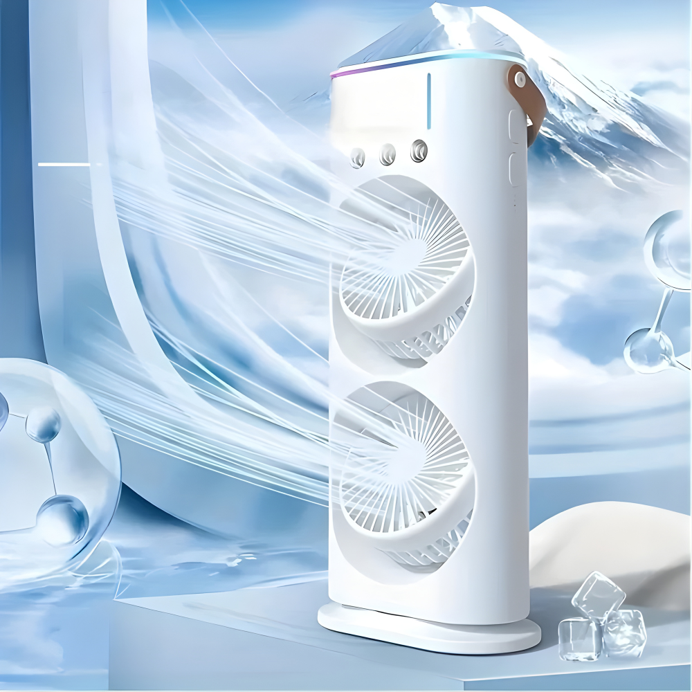 Portable USB Fan with Dual Heads and Mist Function for Home and Office | Sansoti