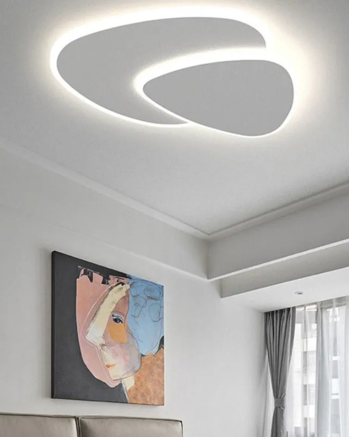 Plafondlamp Asymmetrisch Ontwerp LED Verlichting Warm Licht Modern Interieur Woonkamer Slaapkamer Eetkamer Minimalistische Designlamp | Sansoti
