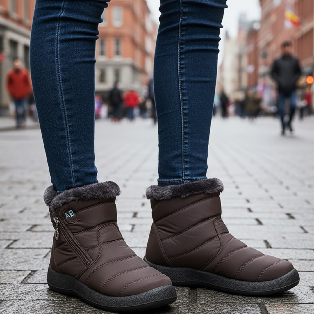 Wasserdichte Winterstiefel mit Plüschfutter und rutschfester Gummisohle für Damen, Schneestiefel, Winterschuhe, warm | Sansoti