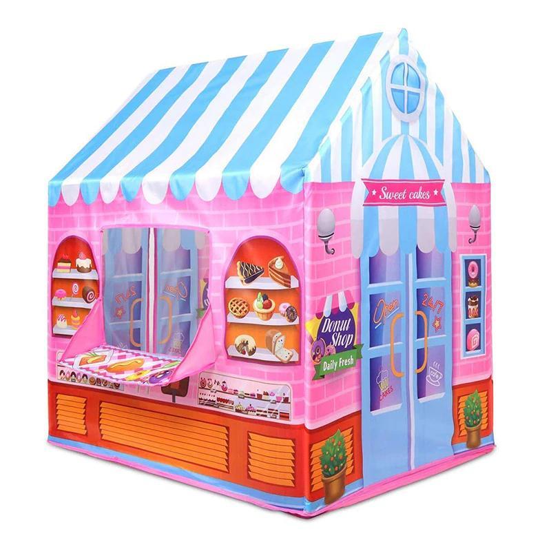 Tente de jeu boulangerie pop-up, maison de jeu 103 x 93 cm, intérieur et extérieur, jeu créatif de rôle, jouet pliable | Sansoti