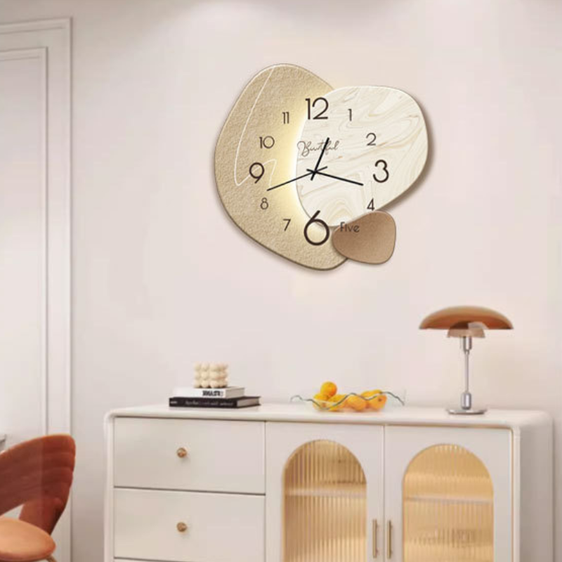 Wanduhr Skandinavischer Stil Uhrwerk Modern Beige Organisches Design 40cm | Restfield