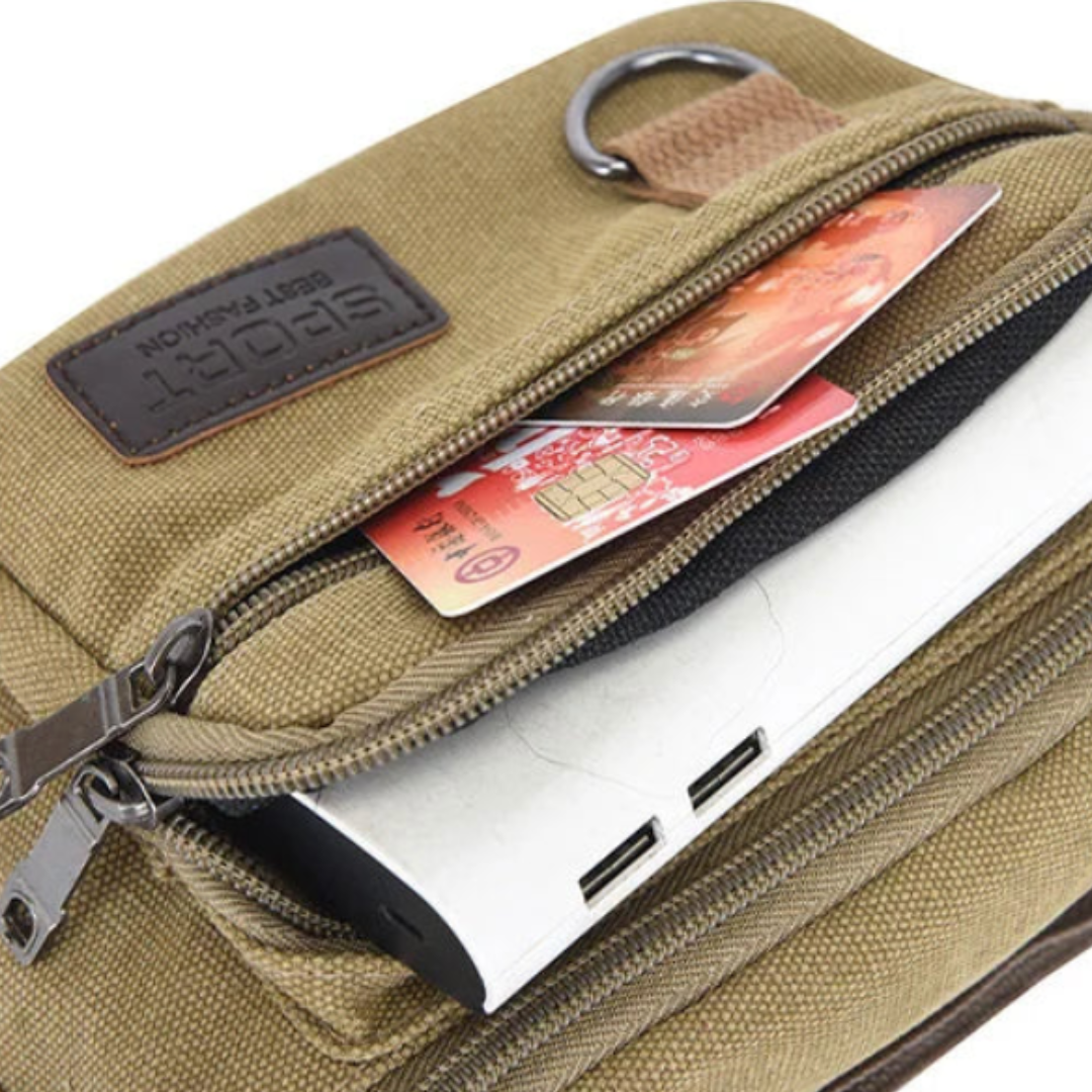Canvas-Hüfttasche mit mehreren Fächern, Unisex-Crossbody-Reisetasche für den täglichen Gebrauch und Outdoor-Aktivitäten | Sansoti