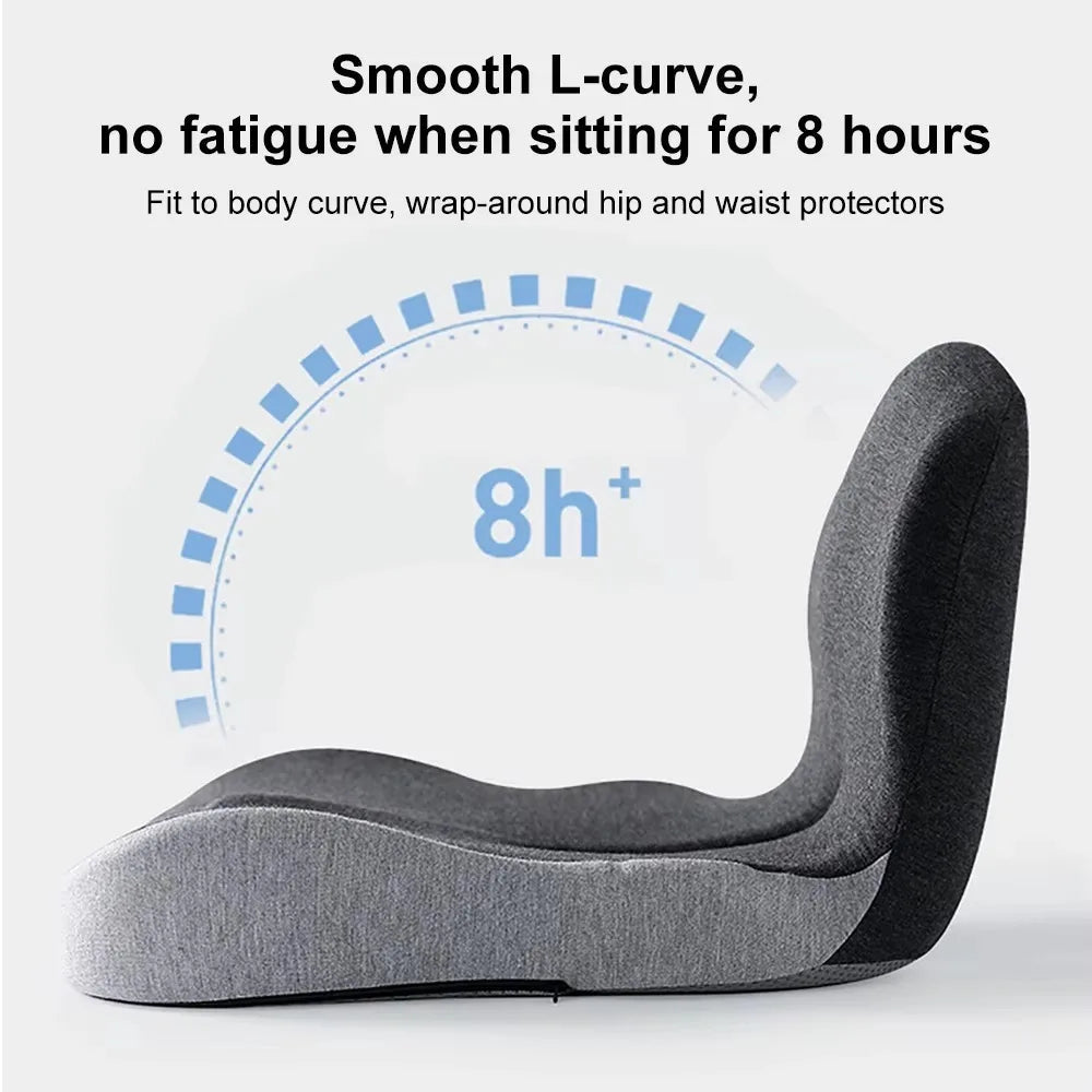 Ergonomisches Sitzkissen aus Memory-Schaum mit Lendenstütze für Bürostuhl, Auto und Arbeiten zu Hause, 44x42x32cm, Komfort | Sansoti