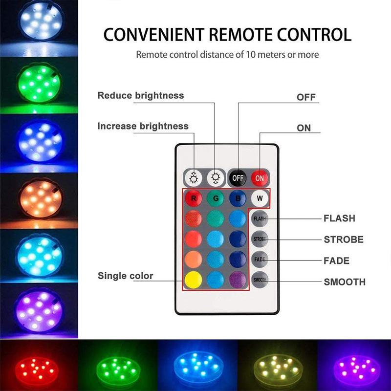 Onderwaterlamp RGB op afstandsbediening met zuignap 13 LED voor zwembad jacuzzi aquarium spa waterproof verlichting | Sansoti