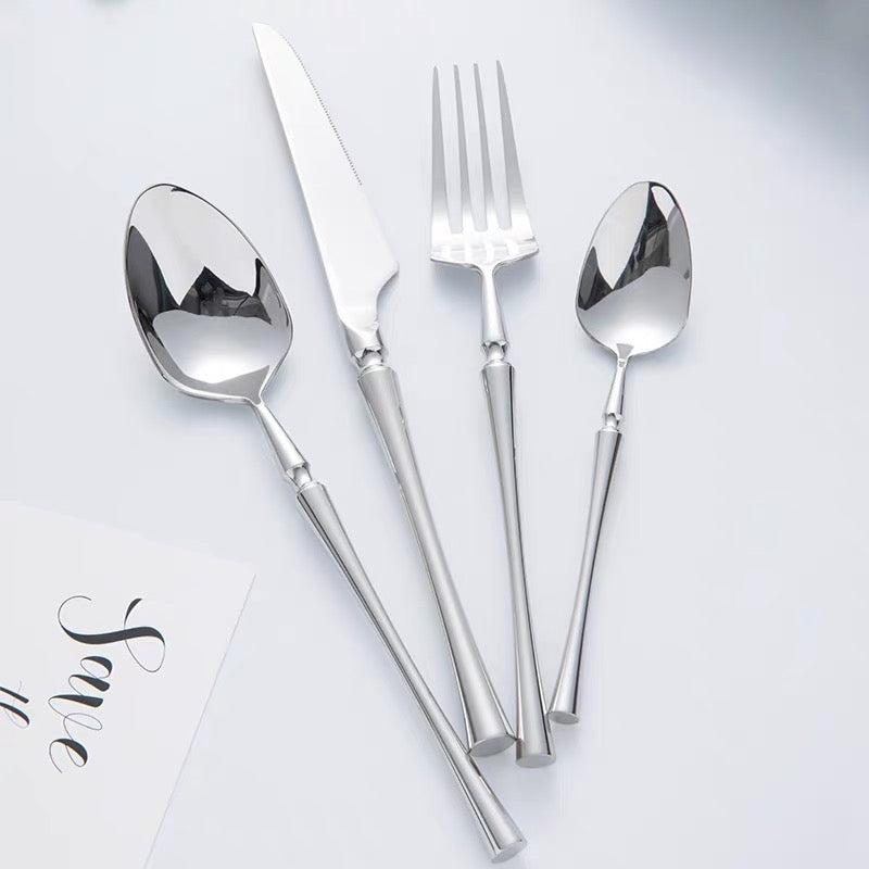 Service de couverts 24 pièces pour 6 personnes en acier inoxydable, couteaux, fourchettes, cuillères et cuillères à café, set de table complet | Sansoti