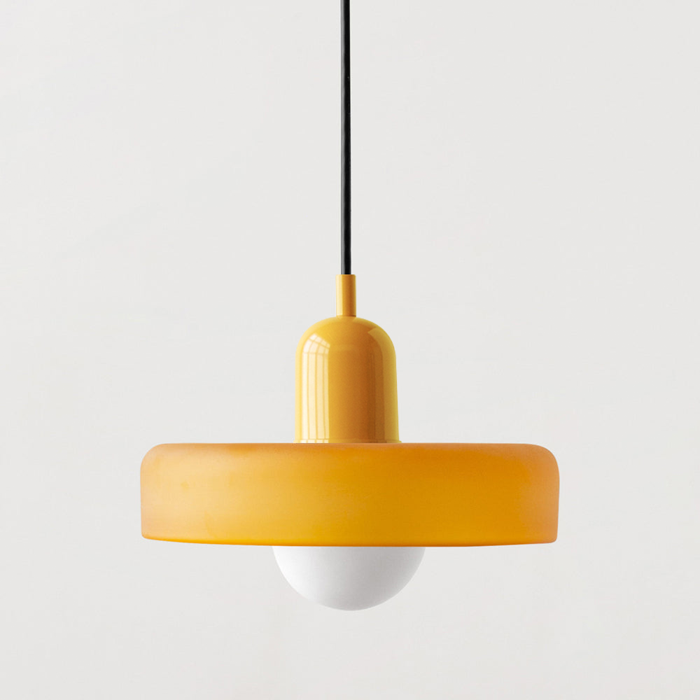 Glazen Hanglamp Bauhausstijl Gekleurd Glas Rond Ø25-35cm E27 Verstelbaar Eettafel Plafondlamp Retro Design | Sansoti