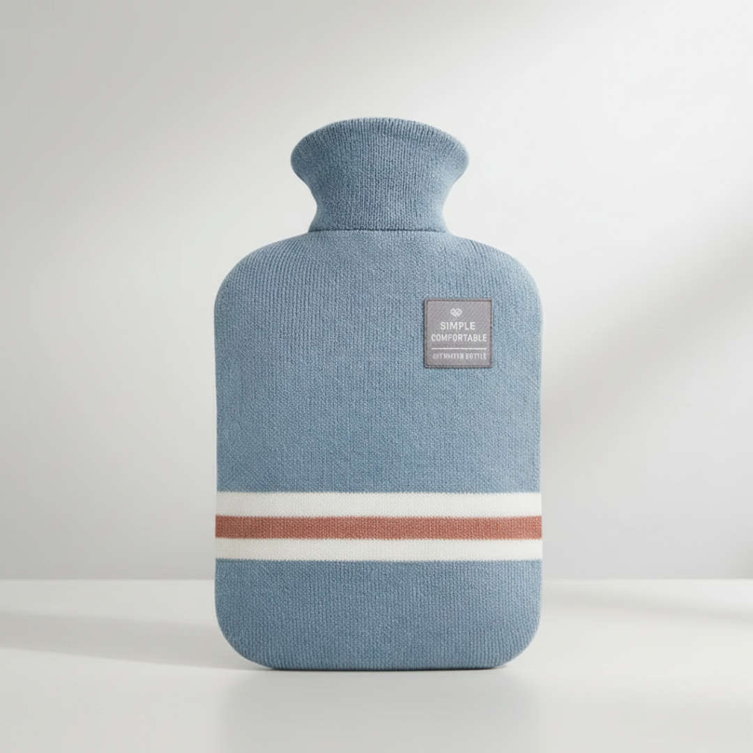 Wärmflasche XXL 2 Liter mit weichem Strickbezug für lang anhaltende Wärme an kalten Winterabenden im Bett oder auf dem Sofa | Sansoti