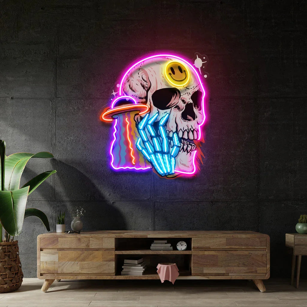 LED Neon Skull Wall Light Bedroom Living Room Bar Mood Lighting Colorful Night Light | Sansoti