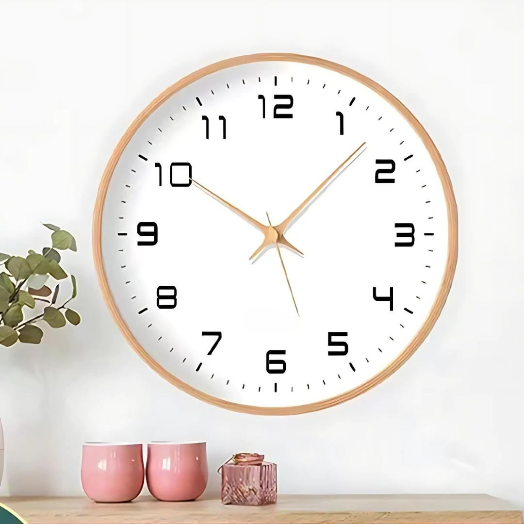 Houten Wandklok Stil Uurwerk Scandinavisch Design Ø25 cm Ø30 cm Natuurlijke Houtlook Geruisloos Kwartsuurwerk Woonkamer Slaapkamer | Sansoti