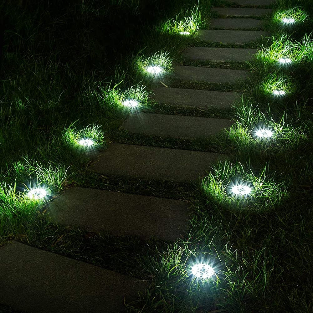 Solar-powered in-ground spotlight set for garden path lighting, outdoor terrace, lawn, driveway, LED lights, garden lighting | Sansoti