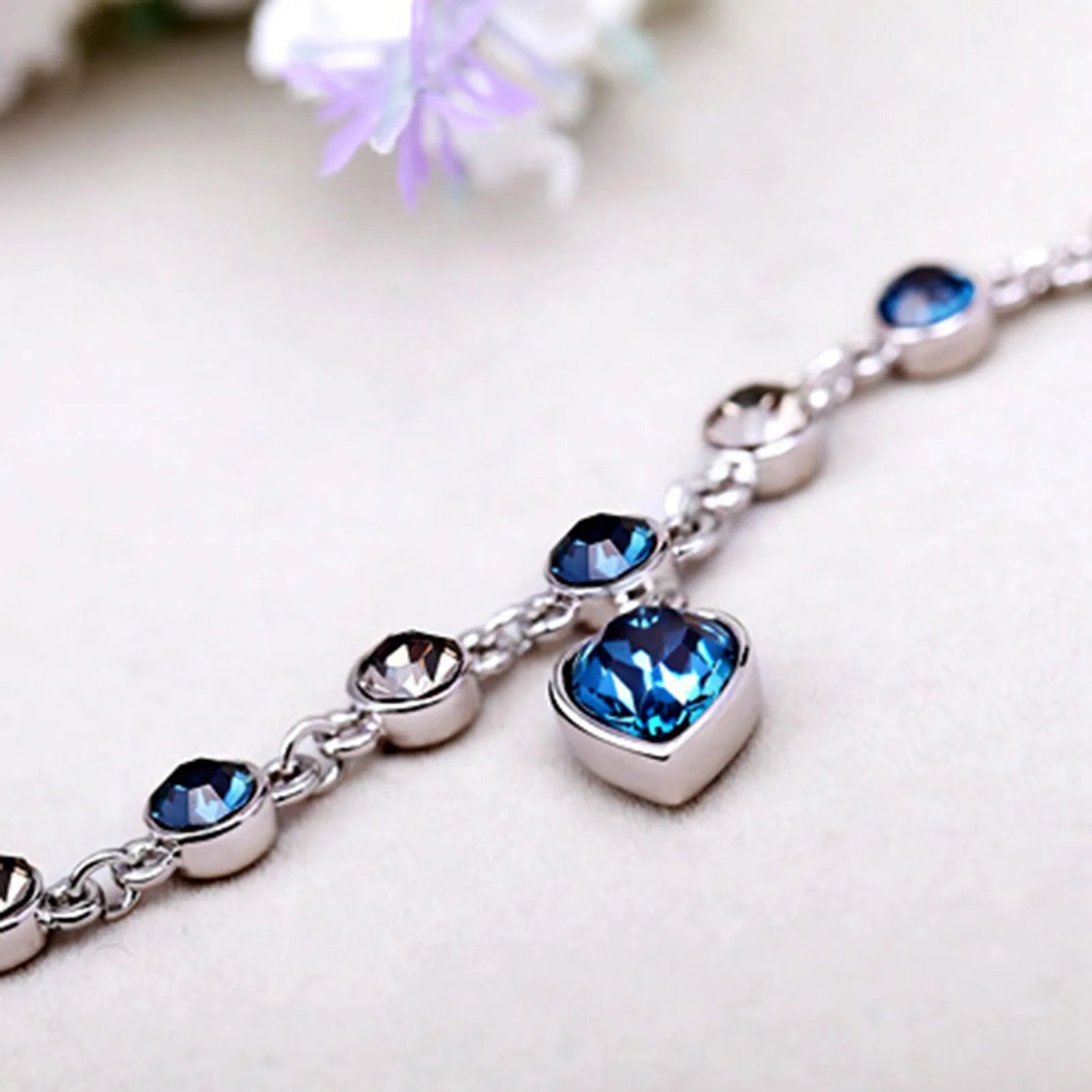 Oceaan Hart Kristallen Armband Zilver met Zirkonia Steentjes voor Vrouwen Elegant Sieraad | Sansoti
