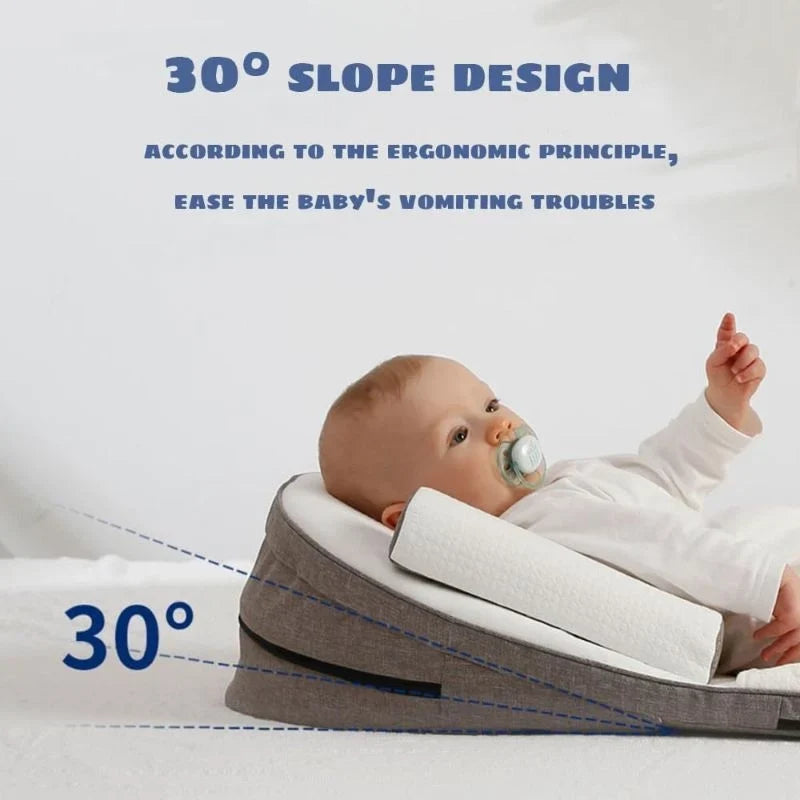 Coussin incliné pour bébé anti-reflux, coussin de positionnement latéral, mousse à mémoire de forme, coussin de soutien pour nouveau-né, lavable, confortable et sûr | Sansoti