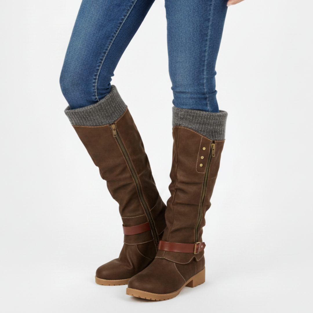 Lined Winter Boots with Orthopedic Support Side Zip 4cm Heel Height Warm Calf Boots for Women and Men | Sansoti