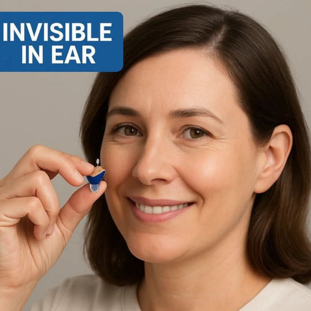 Aufladbares, unsichtbares In-Ear-Hörgerät-Set – diskrete Klangverbesserung für Gespräche, für ältere Menschen und Schwerhörige | Sansoti