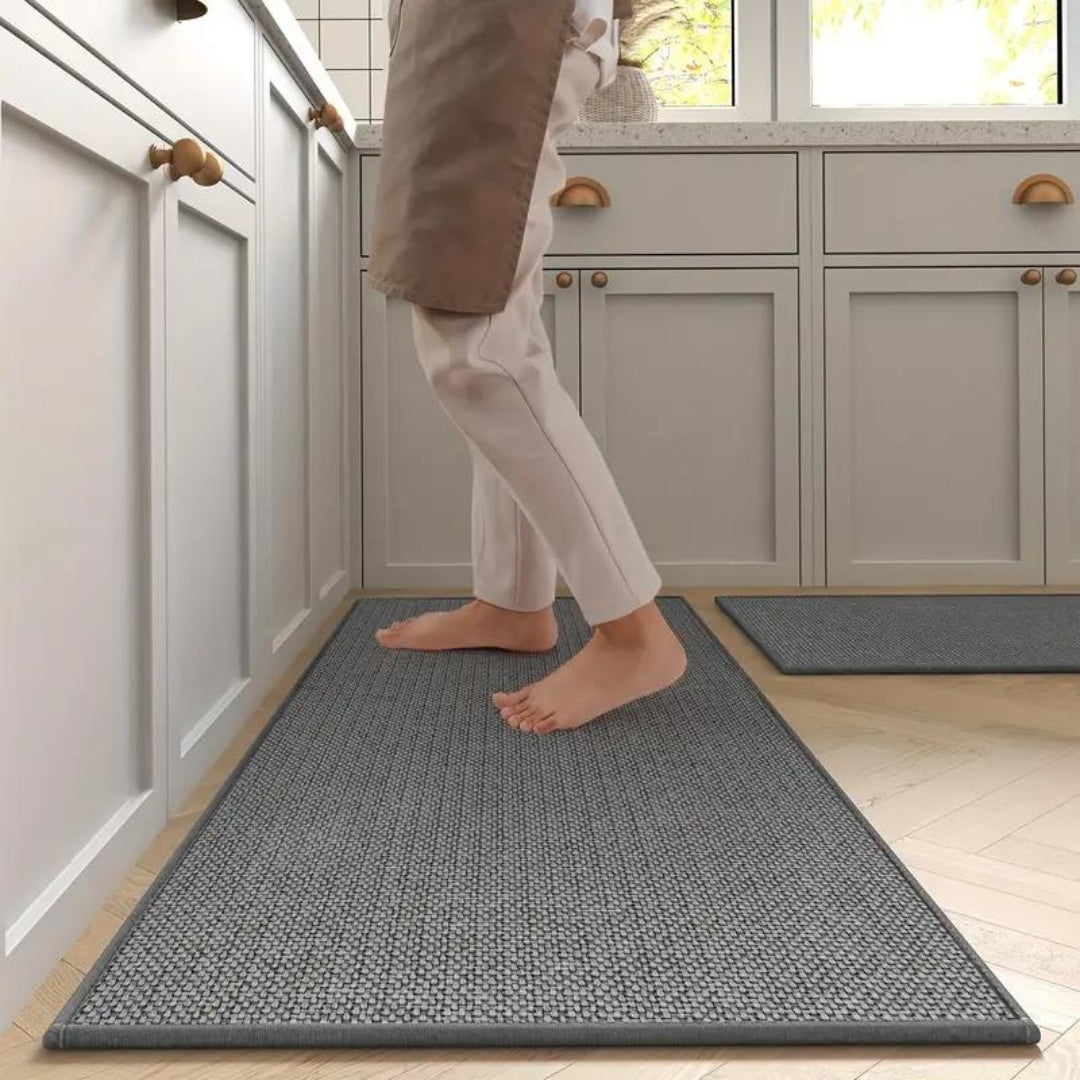 Keukenmat set 2 stuks 45x120 45x70 antislip ergonomisch beige keuken loper comfort mat keuken vloer anti slip sta mat | Sansoti