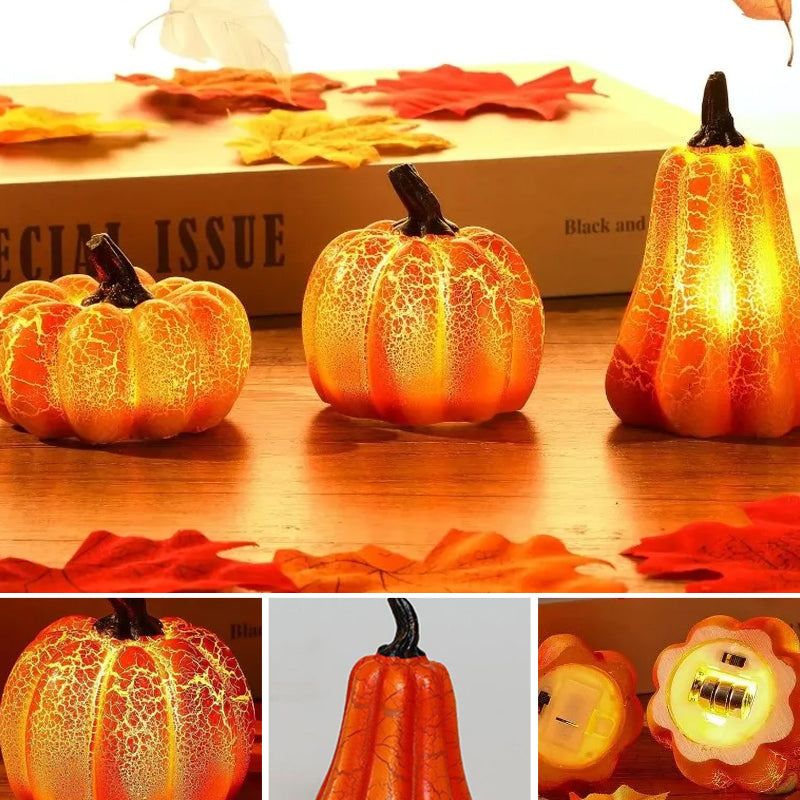 Halloween-Kürbis-Dekolampe LED Orangefarbenes Leuchten Stimmungsbeleuchtung Batterie Gruselig Innenbereich Außenbereich Garten | Sansoti