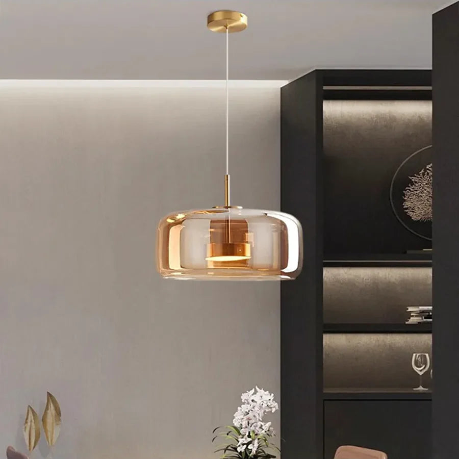 Suspension nordique verre LED cognac gris fumé Scandinave | Restfield
