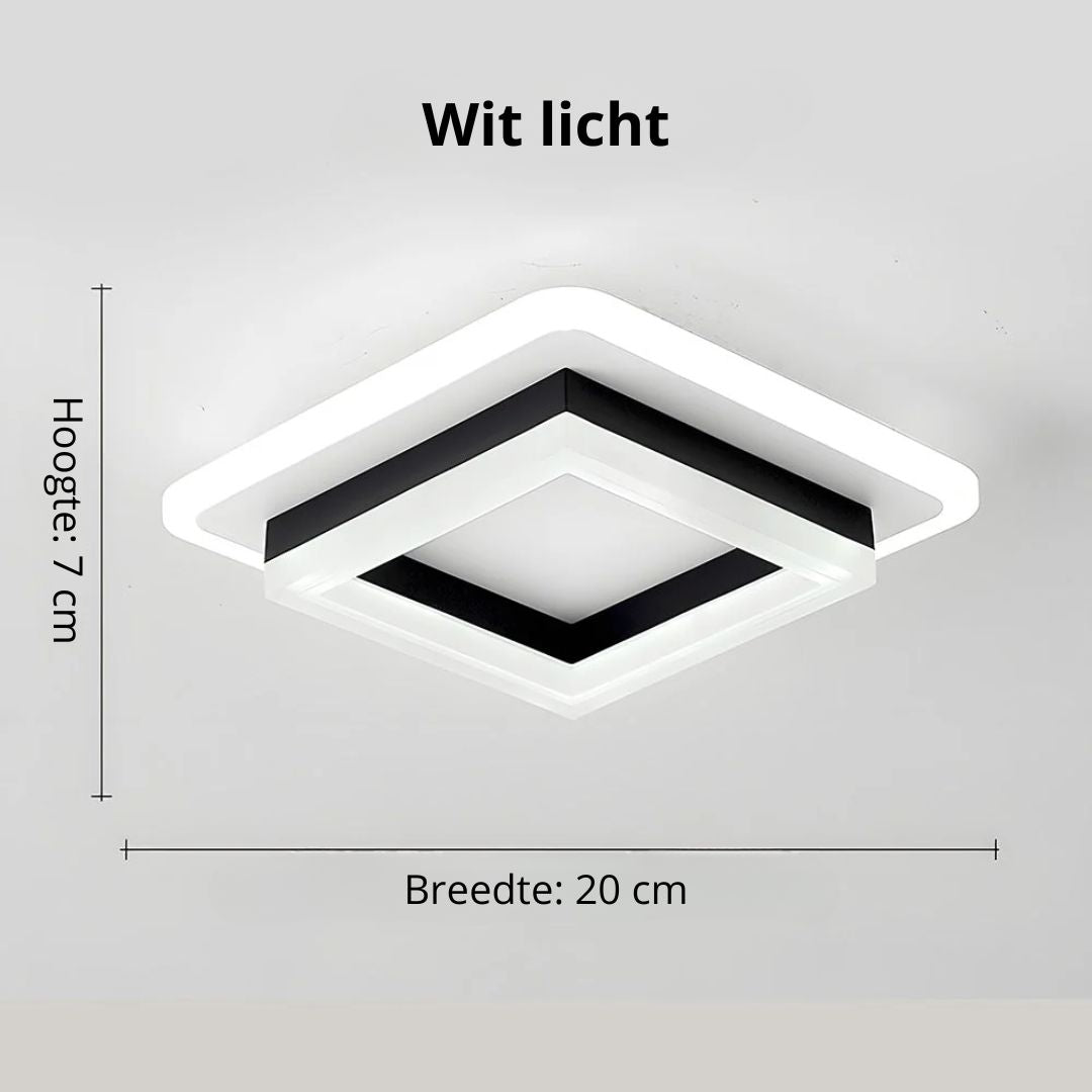 Vierkante LED Plafondlamp 1920 Lumen Zwart Wit Slaapkamer Hal Woonkamer Moderne Plafonnière Geometrisch Design Verlichting Binnen | Sansoti