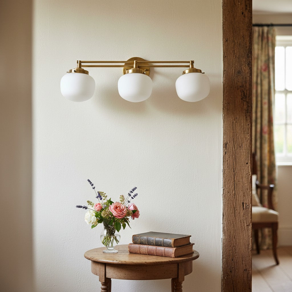 Globe Wandlamp Klassieke Badkamer Schoolhouse Verlichting Mat Opaal Glas voor Spiegel en Wastafel | Sansoti