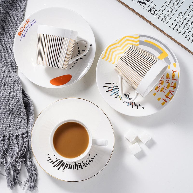 Kaffeetasse mit Spiegelreflexionsuntertasse Keramik Design Set | Restfield