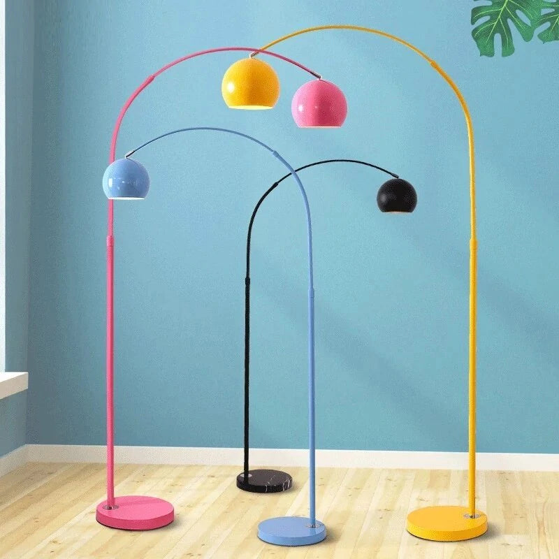 Lampadaire arc LED E27 métal rétro dimmable salon chambre jaune noir blanc | Restfield