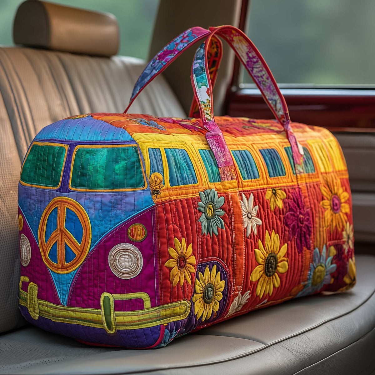 Quilted Travel Bag with Floral Pattern 45.5x22.5x22.5 cm Carry-On Weekend Bag Foam Protection Duffel Bag | Sansoti