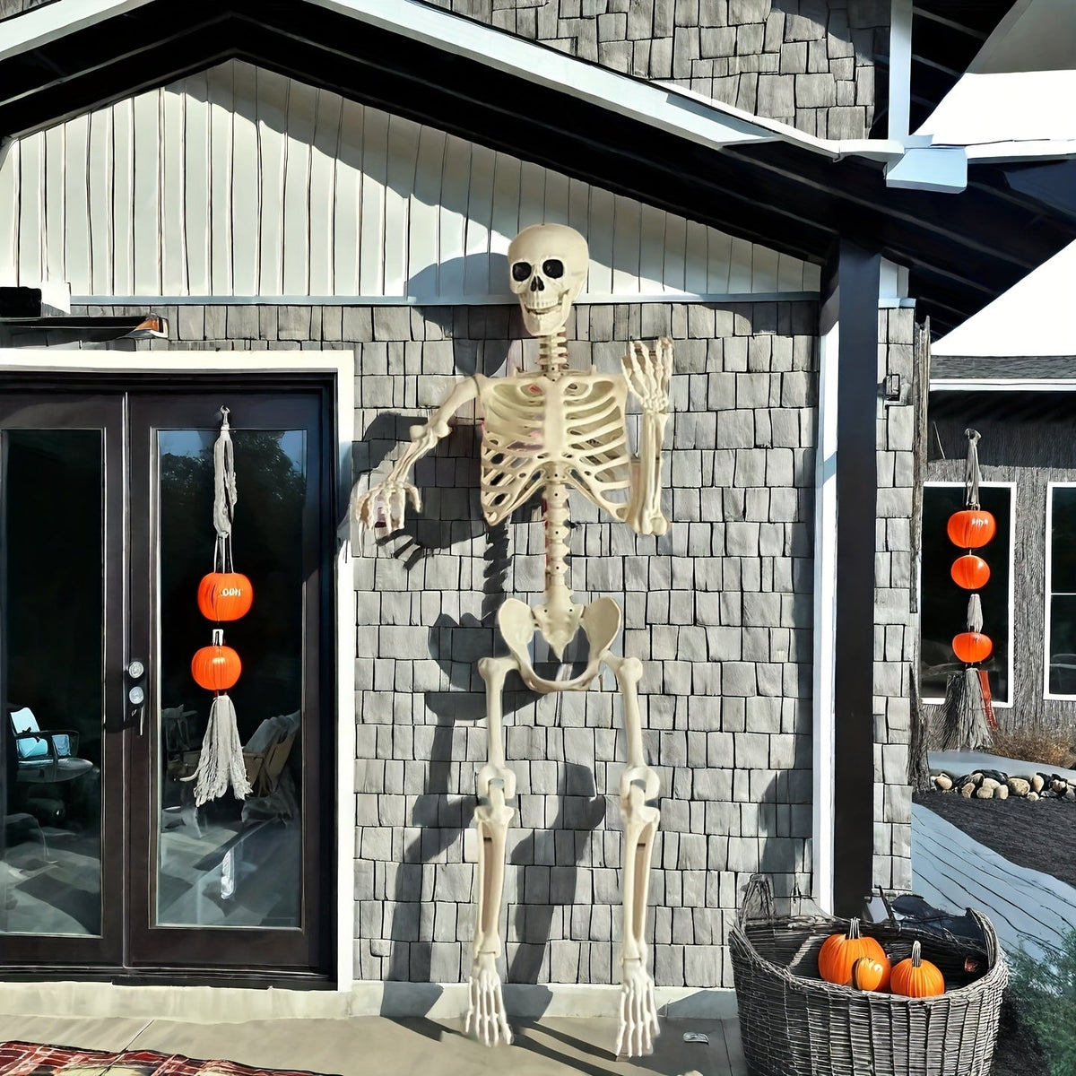 Skeletfiguur 168 cm Verstelbaar Zwart Halloween Tuindecoratie Buitenfiguur Feestdecoratie Horror Decoratie | Sansoti