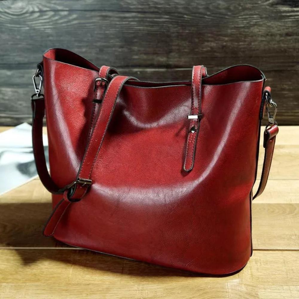 Vintage Leren Schoudertas Dames met Verstelbare Riem Echt Leder Handtas Klassiek Retro Design Elegante Dagtas | Sansoti