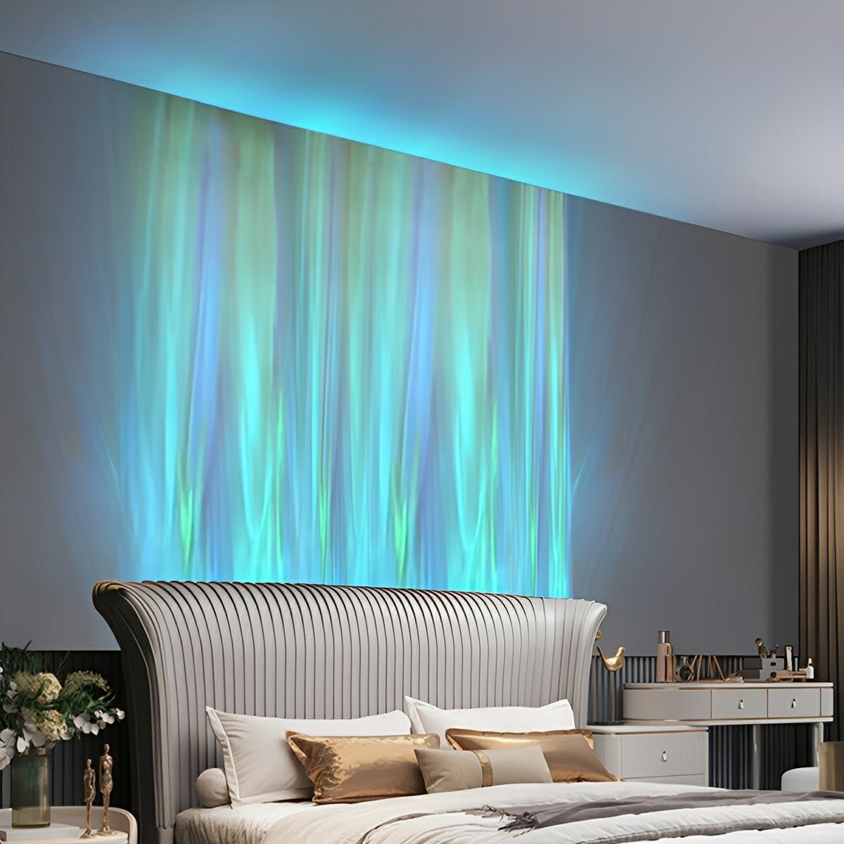 Wandlamp LED 3D Vlameffect Aluminium Zwart Woonkamer Bar RGBW Sfeerlamp Wandwasser Lichteffect | Sansoti
