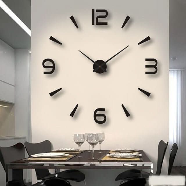 Horloge murale tridimensionnelle en acrylique, à monter soi-même, design moderne, noire, 40-120 cm, salon, bureau, décoration | Sansoti