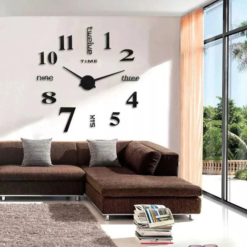 Horloge murale tridimensionnelle en acrylique, à monter soi-même, design moderne, noire, 40-120 cm, salon, bureau, décoration | Sansoti
