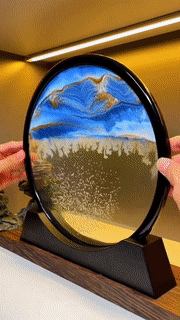 3D Zandkunst Schilderij met Stromend Zandeffect – Decoratief Glazen Kunstobject – Bewegende Zandpatronen in Glas – Rustgevende Bureaudecoratie | Sansoti