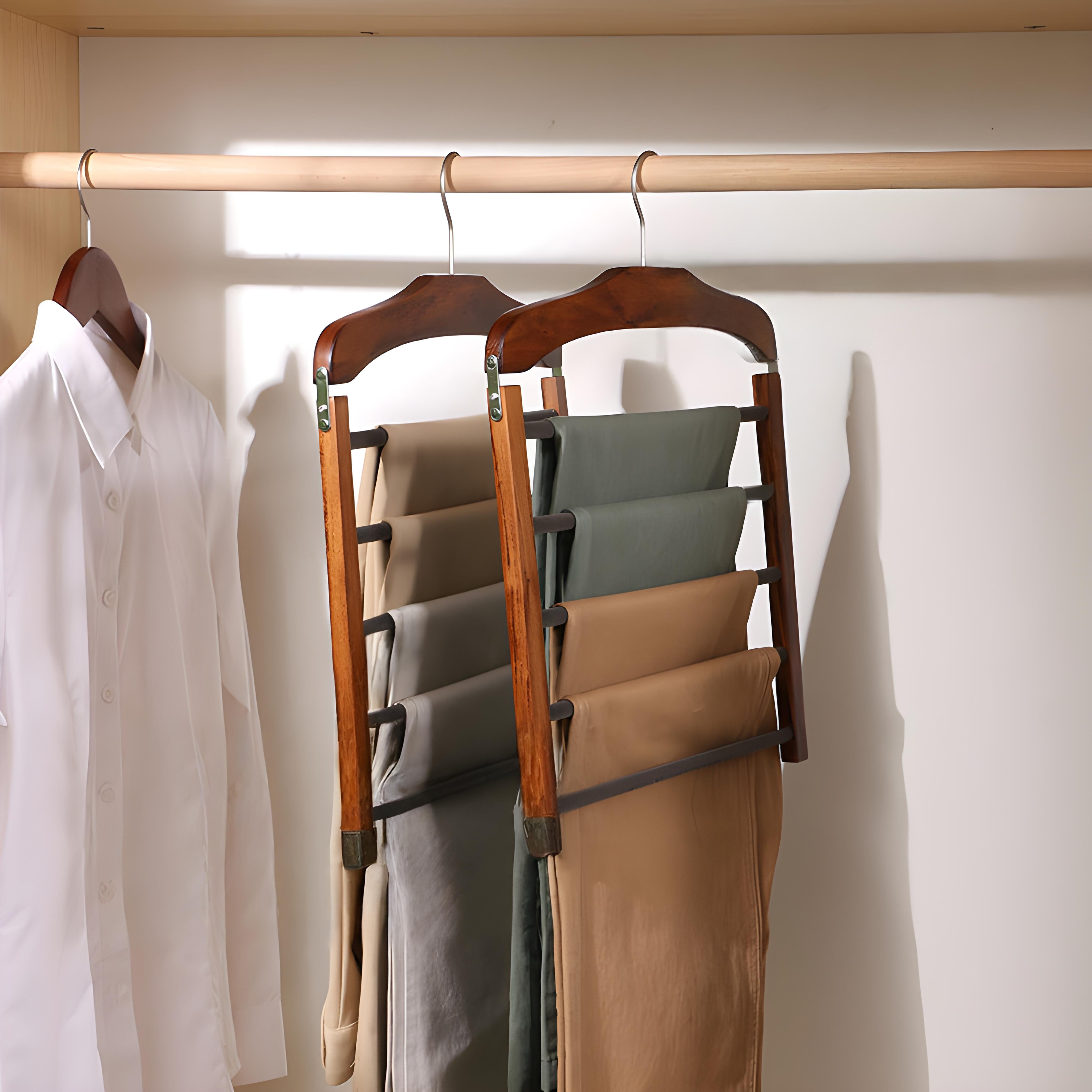 Houten Kledinghangers Walnoot & Natuurlijk Hout – Klassieke Garderobehanger met Metalen Haak – 38x38x12cm | Sansoti