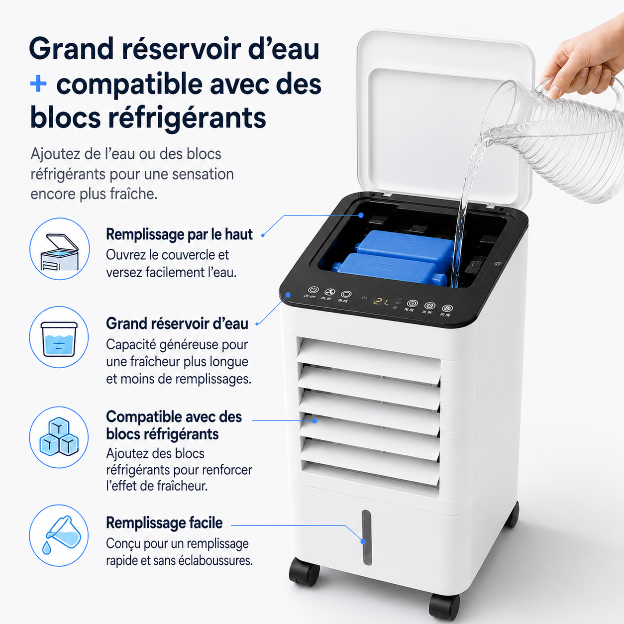 Draagbare Mobiele Aircooler 3-in-1 met 7L Watertank en Afstandsbediening – Energiezuinige Luchtbevochtiger met Timer voor Thuis en Kantoor | Sansoti
