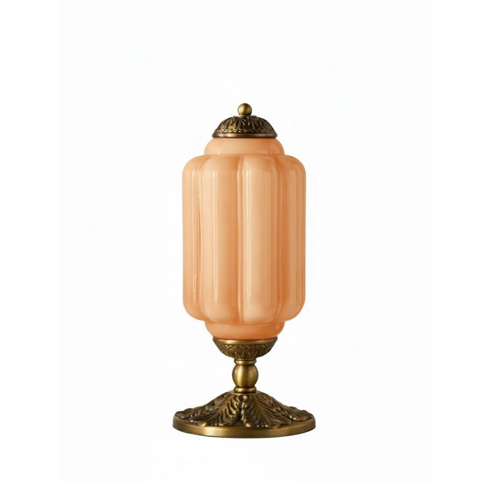 Glazen Tafellamp met Scallop Design Vintage Stijl Slaapkamer Woonkamer Accentverlichting Zwart Messing Matglas | Sansoti