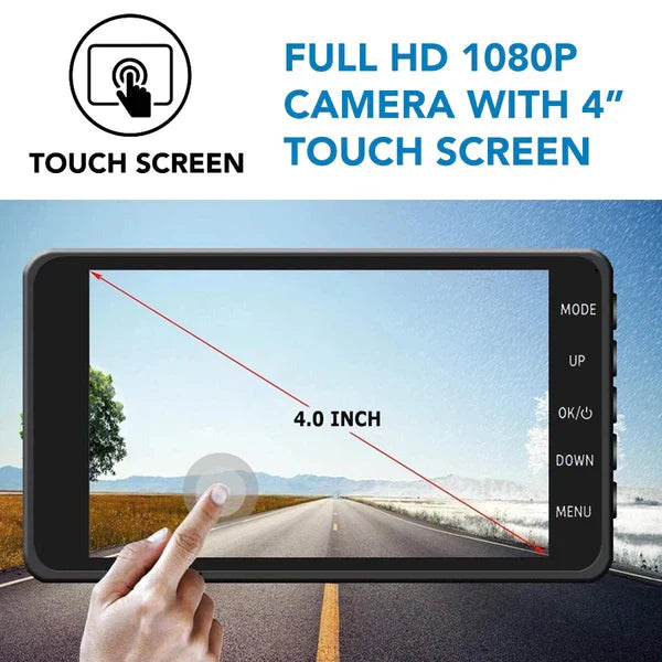 Dashcam für vorne und hinten mit Nachtsicht, 1080p Full HD, großem Display, Fahrassistenz, Autorecorder und Sicherheitsfunktion | Sansoti