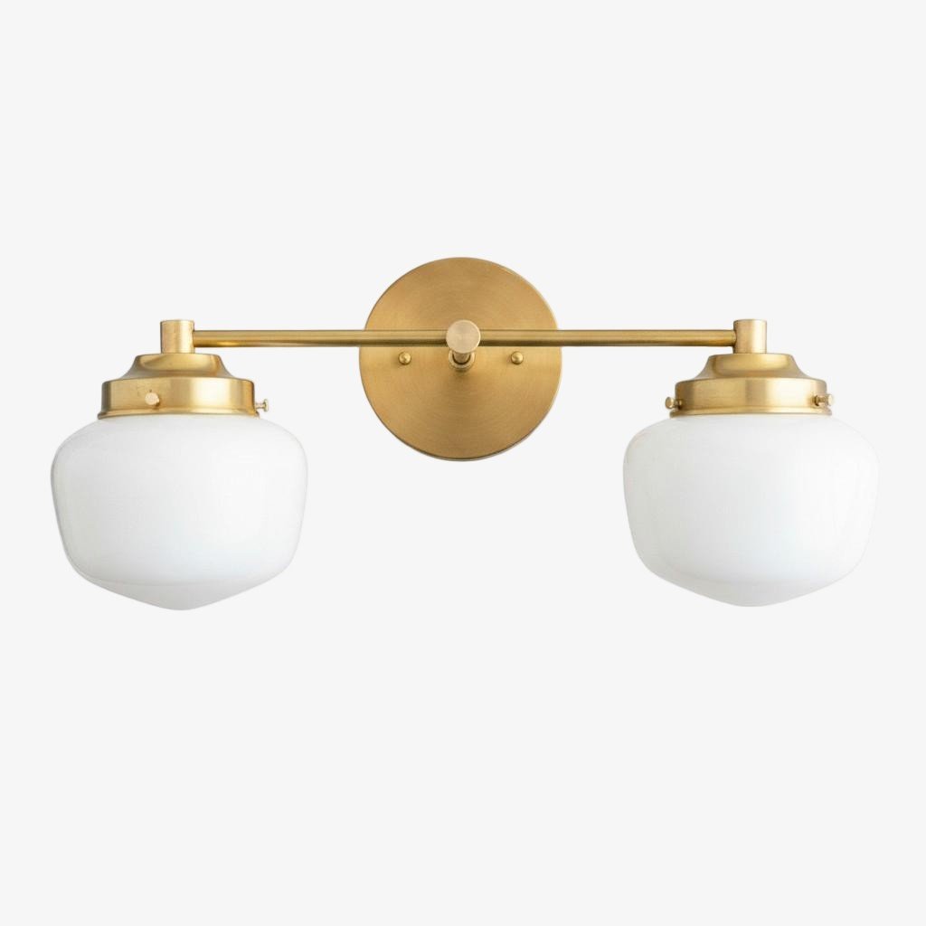 Globe Wandlamp Klassieke Badkamer Schoolhouse Verlichting Mat Opaal Glas voor Spiegel en Wastafel | Sansoti