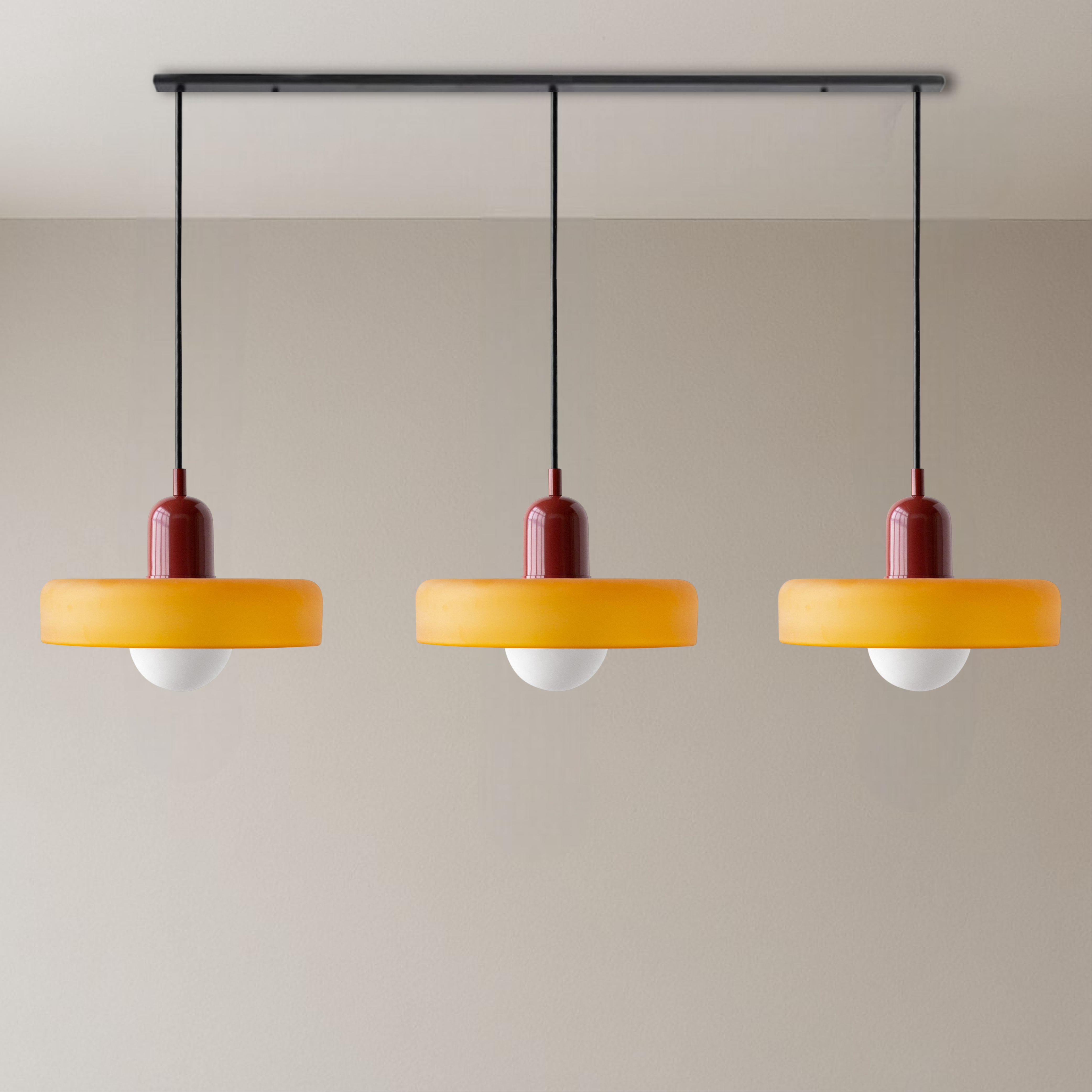3-kops Bauhaus hanglamp glas G9 warm wit eetkamer verlichting modern design plafondlamp gekleurd glas | Sansoti