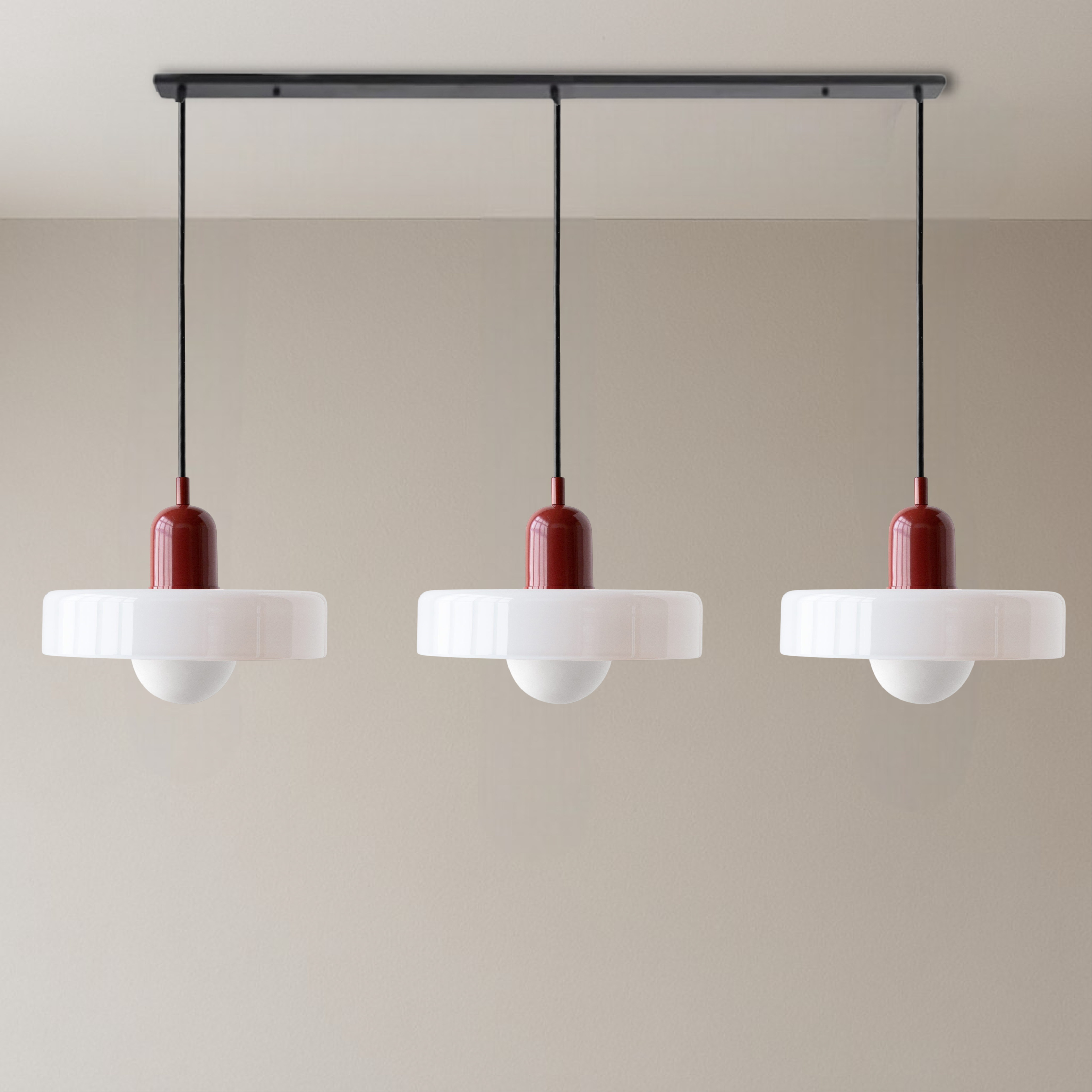3-kops Bauhaus hanglamp glas G9 warm wit eetkamer verlichting modern design plafondlamp gekleurd glas | Sansoti