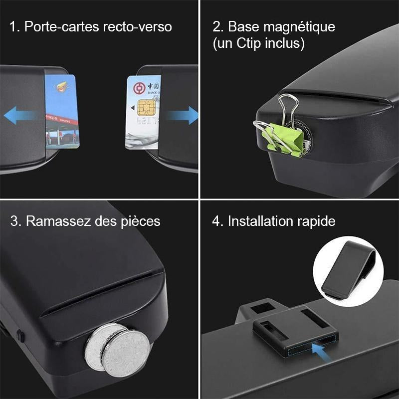 Brillenetui voor Auto Zonneklep - Fluwelen Opberghouder met Magneetslot Kaartenvakjes Penhouder Organizer | Sansoti