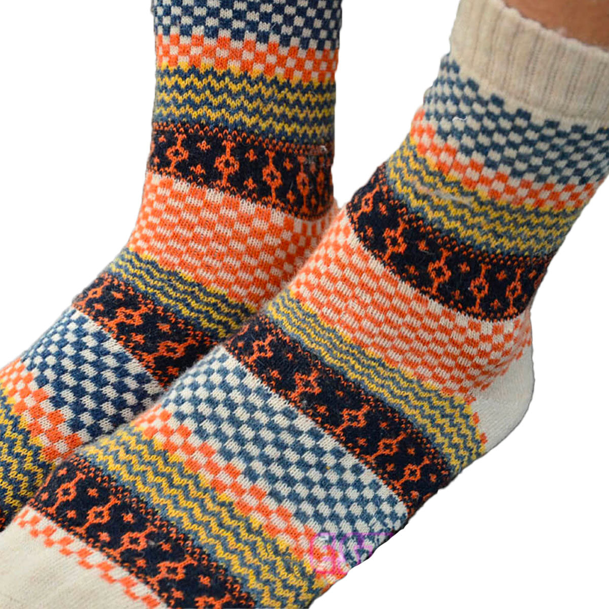 Set mit 4 Paar Vintage-Wollsocken Herbst Winter Jacquard-Muster Warm Atmungsaktiv Bequem Einheitsgröße Damen | Sansoti